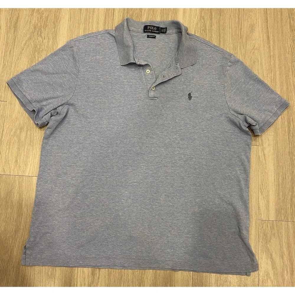 Polo Ralph Lauren‎ Mens Classic Fit Blue Polo Shirt Short Sleeve Size Large L